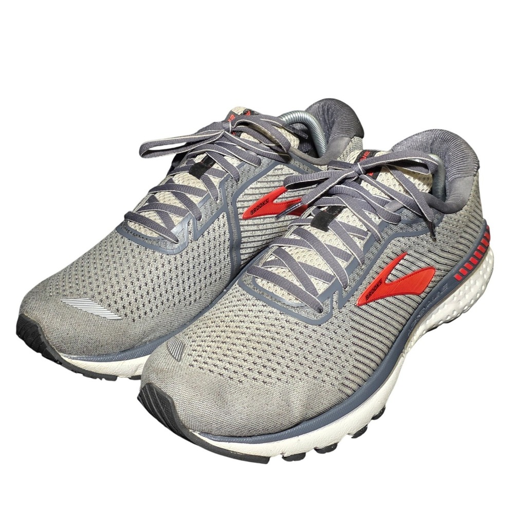 Brooks Adrenaline GTS 20 Womens Running Shoes Grey Red Mesh Sneakers 1202961B068 - Picture 1 of 11